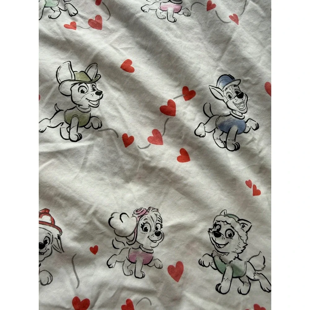 Pottery Barn Kids PAW PATROL Hearts VALENTINES TWIN FITTED Sheet Organic Cotton